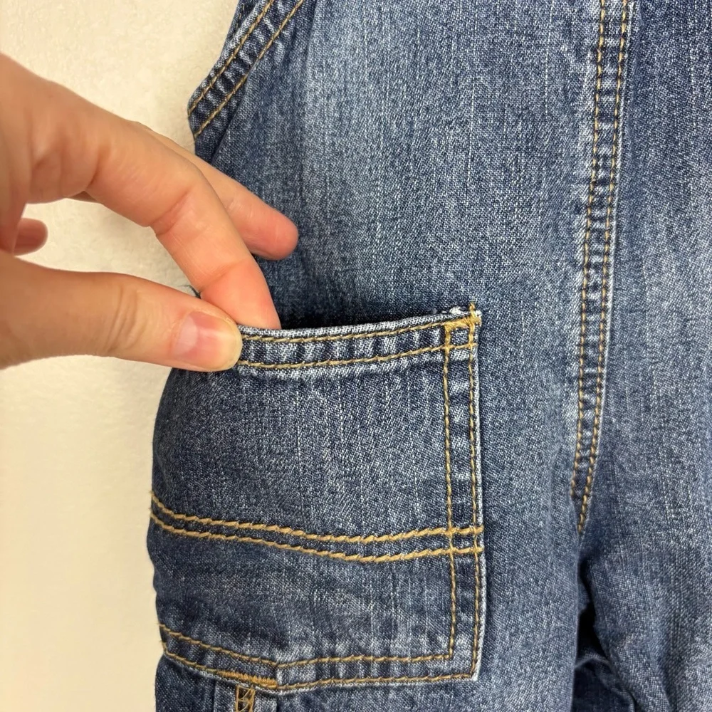 OshKosh B'Gosh Denim Bib Overalls‎ Vestbak Size 9 Mos. Plaid Flannel Lining Blue